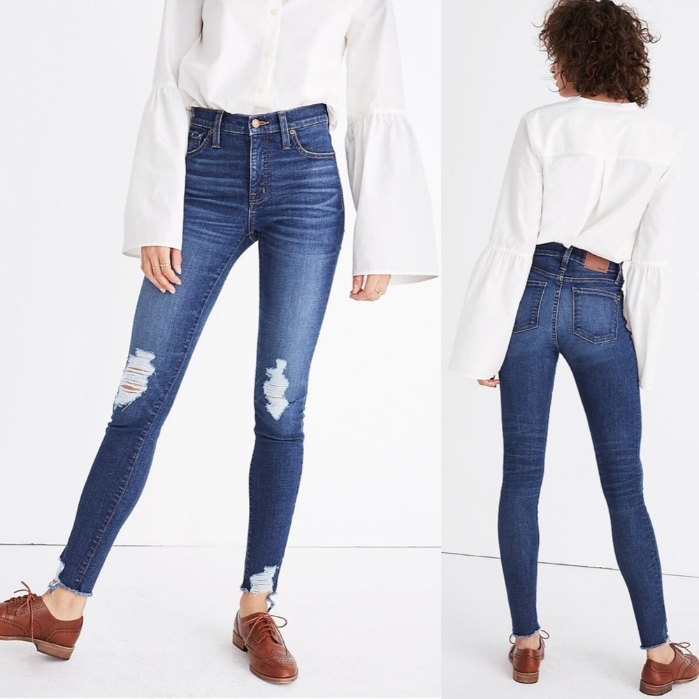 Madewell Tall 9" High‎ Rise Skinny Jeans Destructed Denim Size 27 or 27T H0320